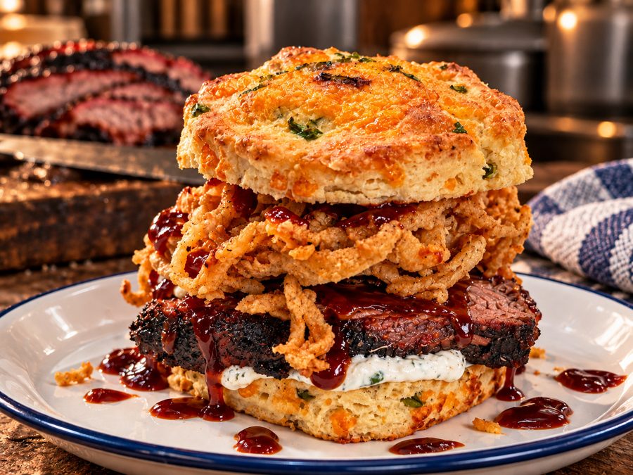 Pitmaster Brisket biscuit sandwich